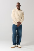 Jean baggy azul oscuro tiro medio con bota ancha y bolsillos