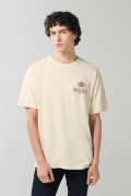 Camiseta kaki clara oversize college con manga corta