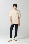 Camiseta kaki clara oversize college con manga corta