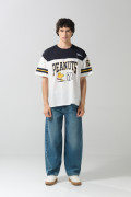 Camiseta oversize crema manga corta de Snoopy
