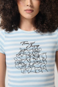 Camiseta azul de Tom y Jerry con manga corta y rayas