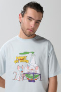 Camiseta cuello redondo azul clara de Pinky y Cerebro