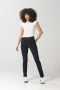Jean tiro alto jegging azul intenso ceñido con cremallera