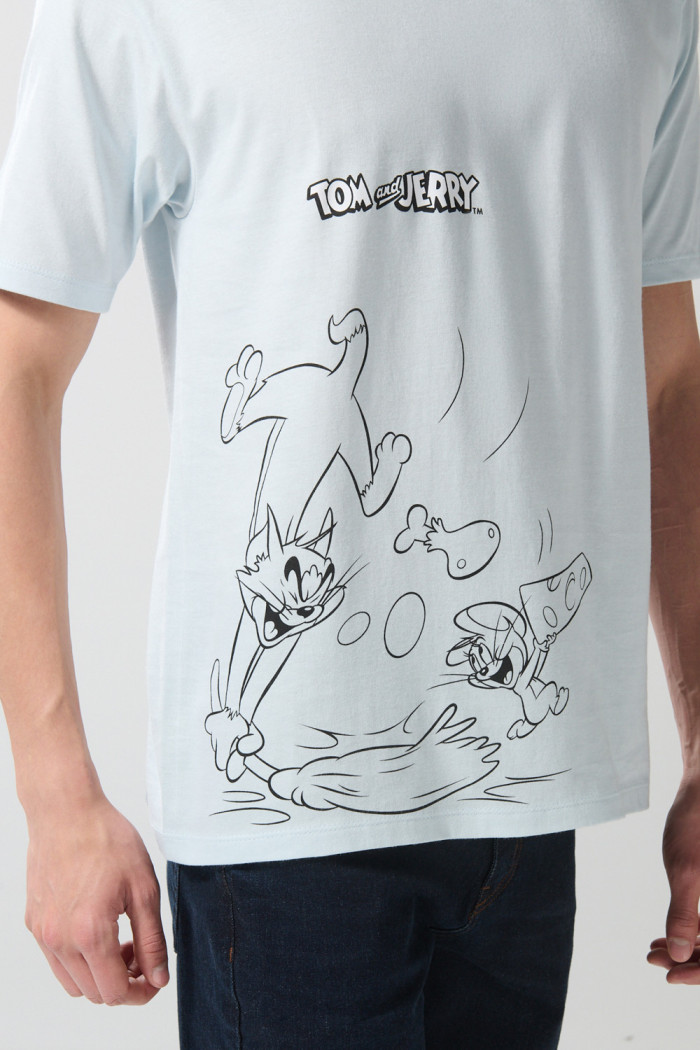 Camiseta azul clara de Tom y Jerry con cuello redondo