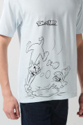 Camiseta azul clara de Tom y Jerry con cuello redondo
