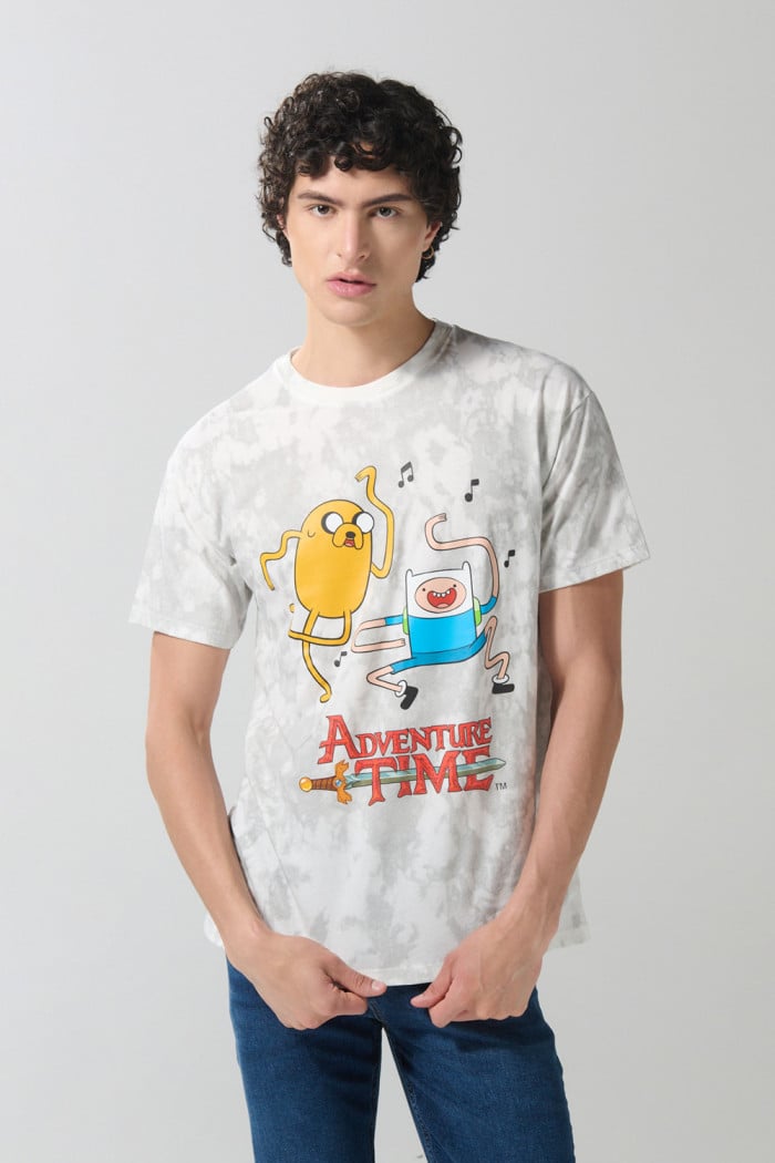 Camiseta crema tie dye cuello redondo de Hora de Aventura