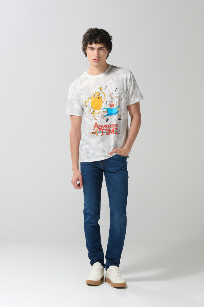 Camiseta crema tie dye cuello redondo de Hora de Aventura