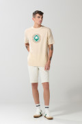 Camiseta kaki clara college deportiva con manga corta