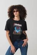 Camiseta negra manga corta en algodón de Judas Priest