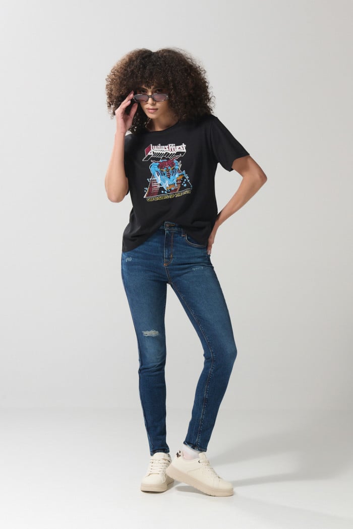 Camiseta negra manga corta en algodón de Judas Priest