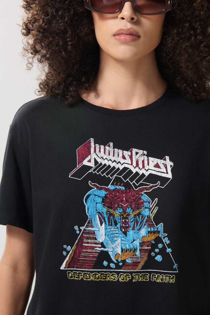 Camiseta negra manga corta en algodón de Judas Priest