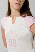 Camiseta college crema clara con manga ranglan corta