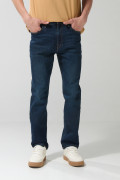 Jean bota recta straight leg azul oscuro con tiro bajo