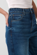 Jean 90´S tiro alto con bota recta azul oscuro y bolsillos