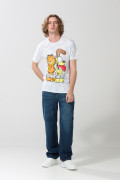 Camiseta crema tie dye manga corta con arte de Garfield