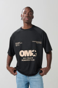 Camiseta manga ranglan unicolor oversize con arte college