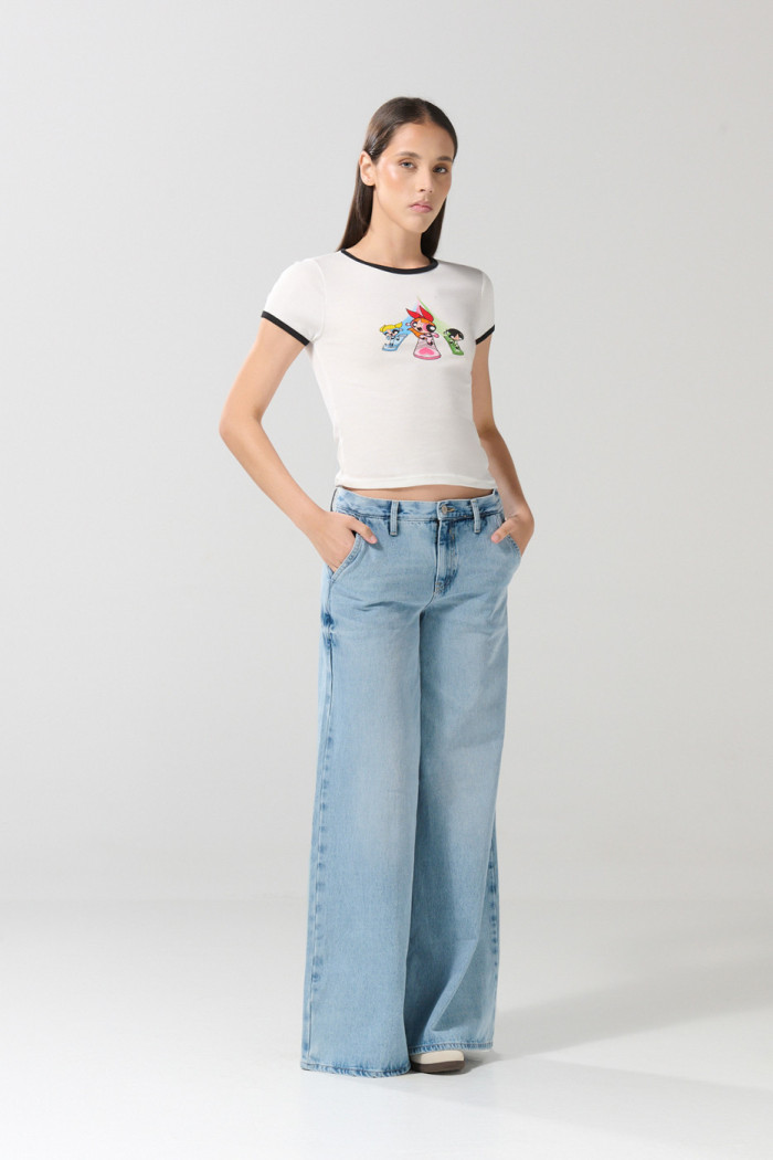 Camiseta crema de Chicas Superpoderosas con manga corta