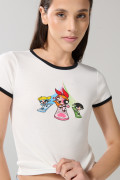 Camiseta crema de Chicas Superpoderosas con manga corta