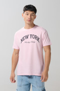 Camiseta unicolor manga corta college en algodón