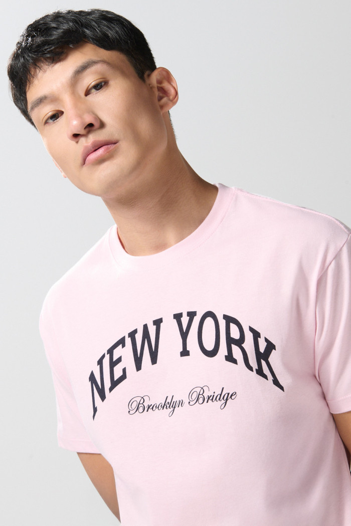 Camiseta unicolor manga corta college en algodón