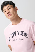 Camiseta unicolor manga corta college en algodón