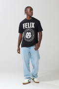Camiseta negra cuello redondo de Félix el Gato