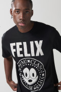 Camiseta negra cuello redondo de Félix el Gato