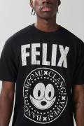 Camiseta negra cuello redondo de Félix el Gato