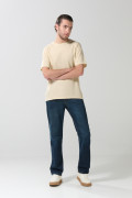 Jean azul oscuro straight leg tiro bajo con bota recta