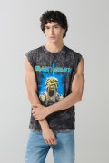 Camiseta manga sisa gris intensa de Iron Maiden