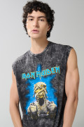 Camiseta manga sisa gris intensa de Iron Maiden