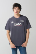 Camiseta gris intensa oversize manga corta de NASA