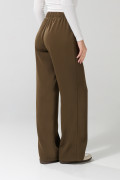 Pantalón verde oscuro palazzo con tiro alto y bota ancha