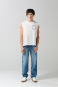 Camiseta manga sisa crema clara con artes college
