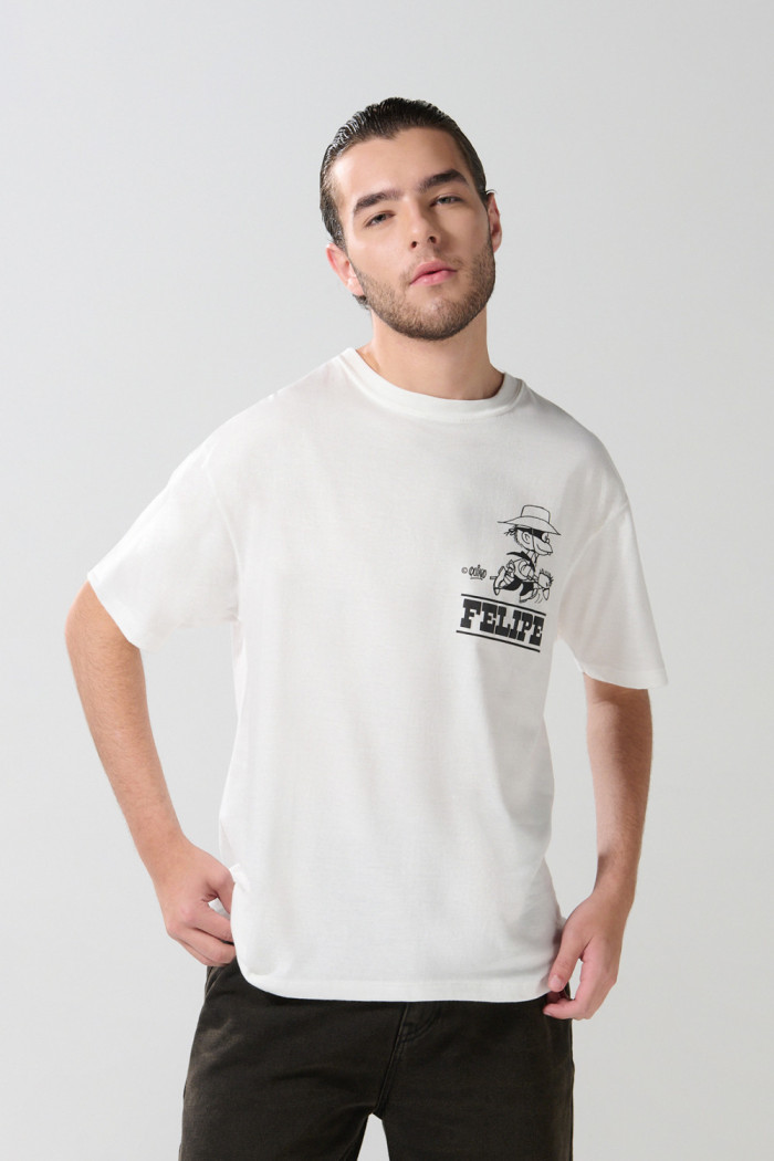 Camiseta crema manga corta con diseño de Mafalda