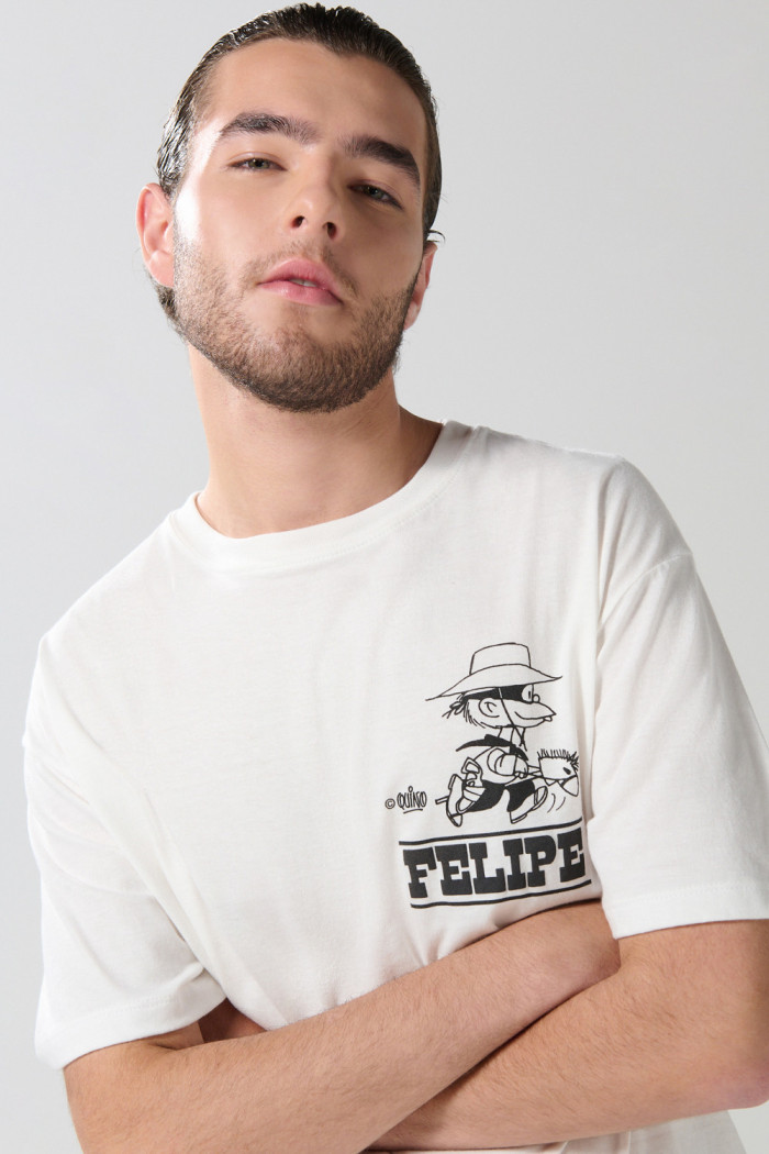 Camiseta crema manga corta con diseño de Mafalda