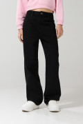 Jean 90´S negro con bota recta, cremallera y tiro alto