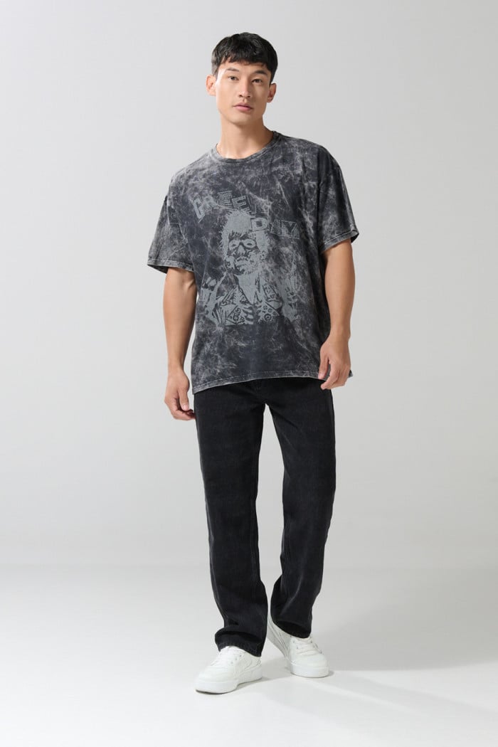 Camiseta oversize unicolor manga corta tie dye de Green Day