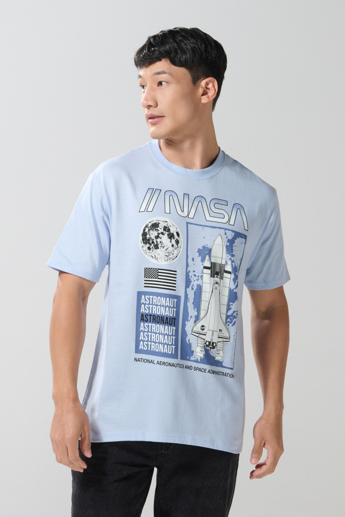 Camiseta azul clara de NASA en algodón con manga corta