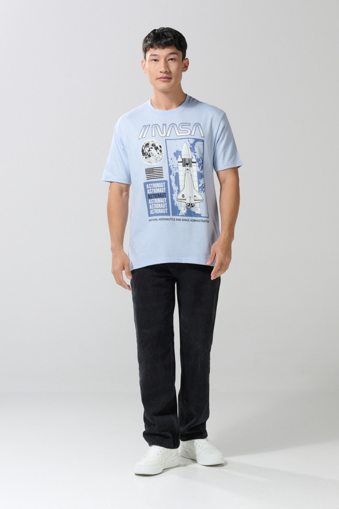 Camiseta azul clara de NASA en algodón con manga corta