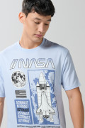 Camiseta azul clara de NASA en algodón con manga corta