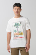 Camiseta manga corta unicolor con diseño de playa