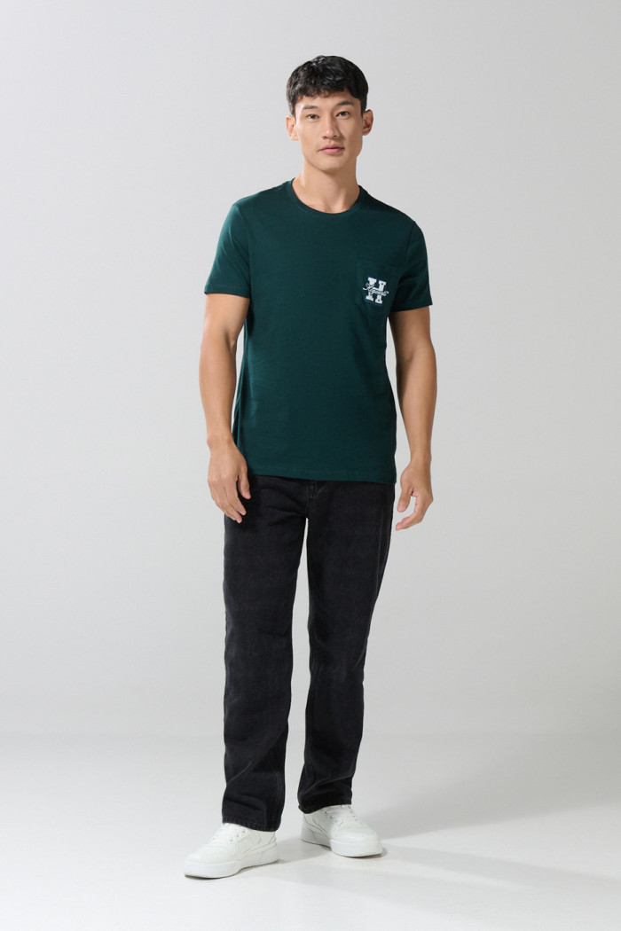 Camiseta cuello redondo verde con bolsillo de Harry Potter