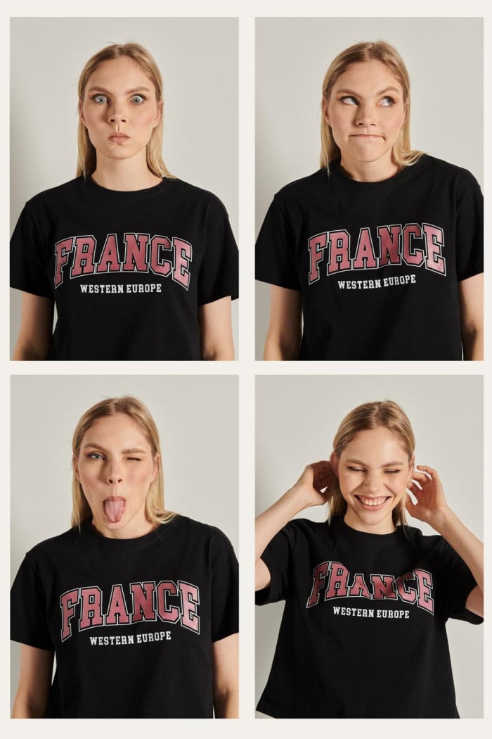 Camiseta manga corta con estampado de college en el frente.