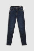 Jean jegging azul con cremallera, tiro alto y ajuste ceñido