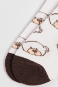 Medias cremas tobilleras de ositos con contrastes