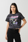 Camiseta tie dye gris crop top de las Chicas Superpoderosas