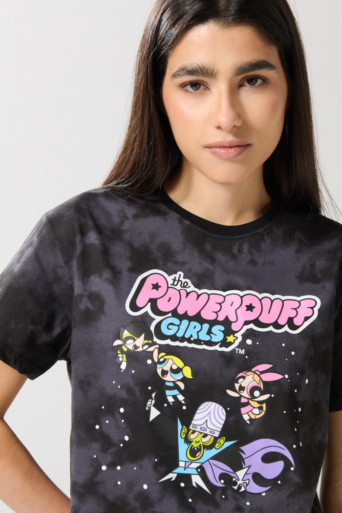 Camiseta tie dye gris crop top de las Chicas Superpoderosas