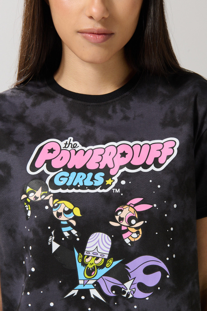 Camiseta tie dye gris crop top de las Chicas Superpoderosas