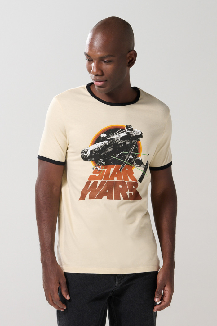 Camiseta kaki de Star Wars con contrastes y manga corta
